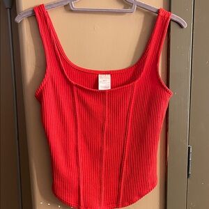 No Boundaries Red Ribbed Camisole